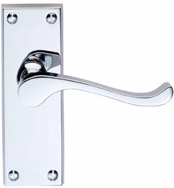 Loops Pair Victorian Scroll Handle on Latch Backplate, Polished Chrome, W: 120 mm, H: 41 mm