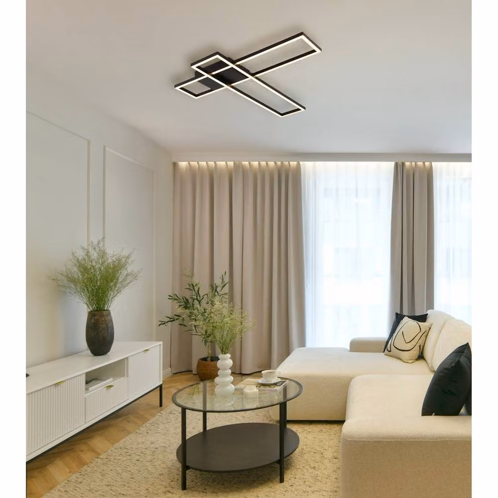 Netlighting Tatjana Semi Flush Ceiling Light Matt Black LED Warm White 3000K – 2
