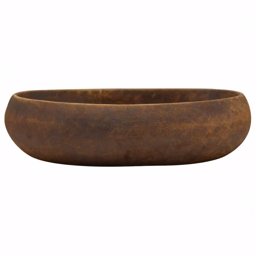 Berkfield Home Brown Oval Ceramic Countertop Basin W: 59 cm, D: 40 cm, H: 15 cm – 3