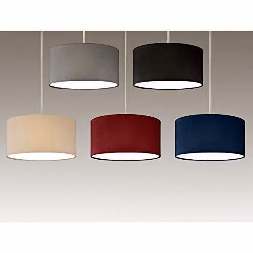 CGC Lighting Modern Fabric Drum Pendant Lamp Shade in White or Beige with Opal Diffuser – 2
