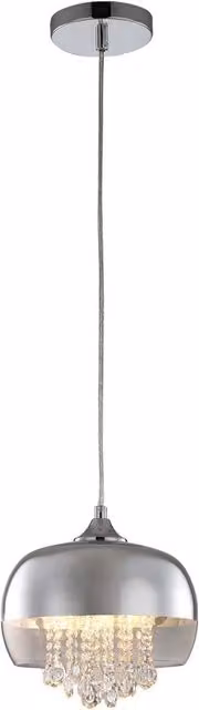 Milagro Luna Suspended Pendant Lamp in Chrome with Yellow Glass and Crystal Details