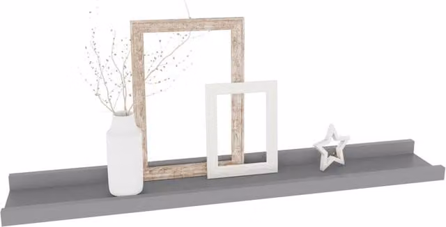 Berkfield Home Decorative Wall Shelves, 4 Piece Set, Grey, W: 60 cm, D: 9 cm, H: 3 cm – 1