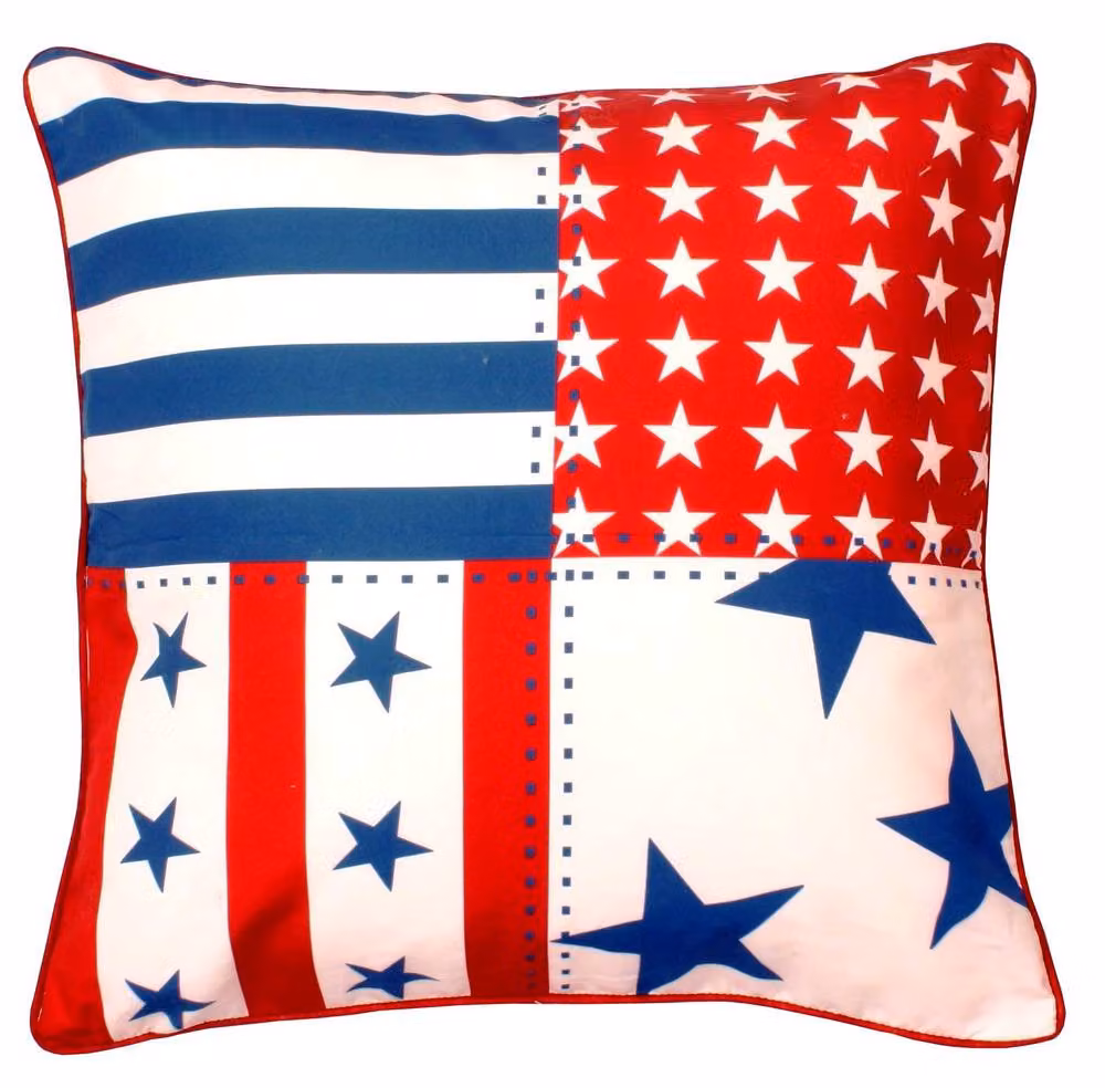 Velosso Stars and Stripes Multicolour Square Filled Cushion, W x D: 43 x 43 cm – 2