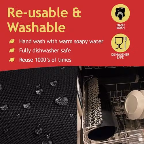 SPARES2GO Non Stick Universal Teflon Oven Liners, Black, W 50 cm x D 40 cm (Pack of 2) – 8
