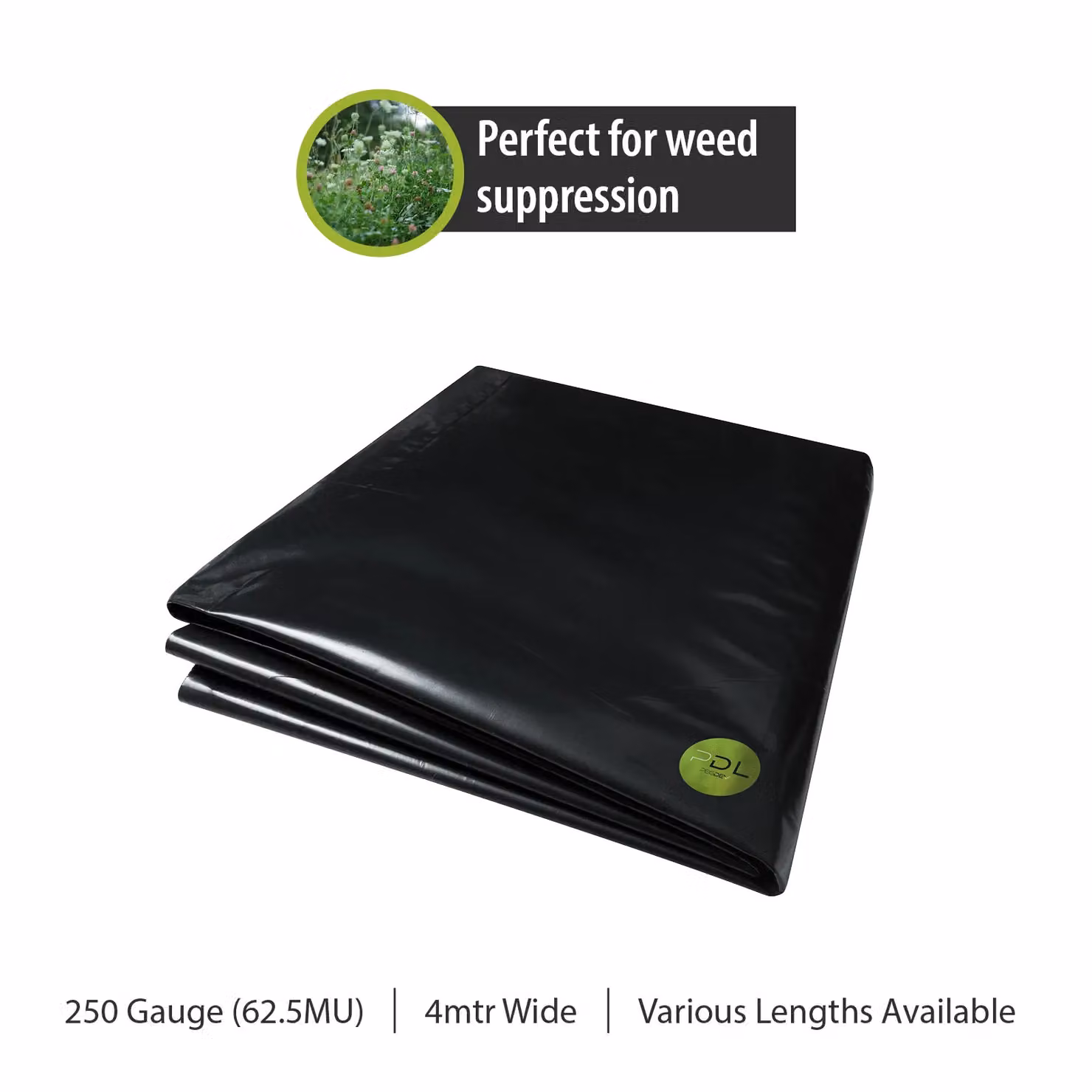Pegdev Black Heavy Duty Polythene Plastic Sheeting, W: 15 m, D: 4 m – 2