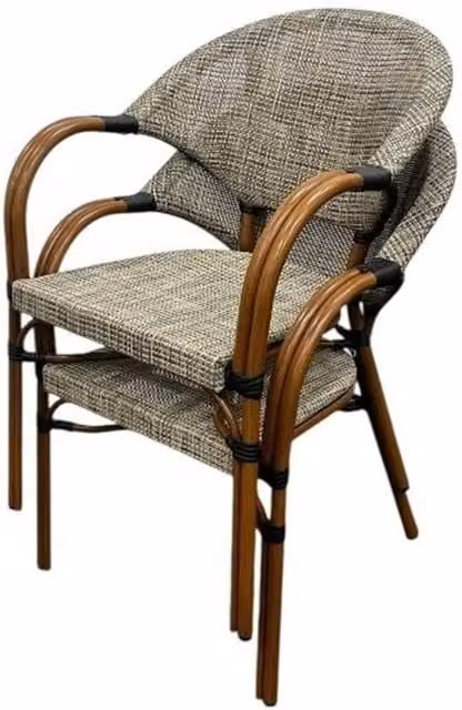 Nordara Pack of 2 Grey Rattan Armchairs for Garden, Balcony or Terrace, W/D/H: 100 x 100 x 100 cm