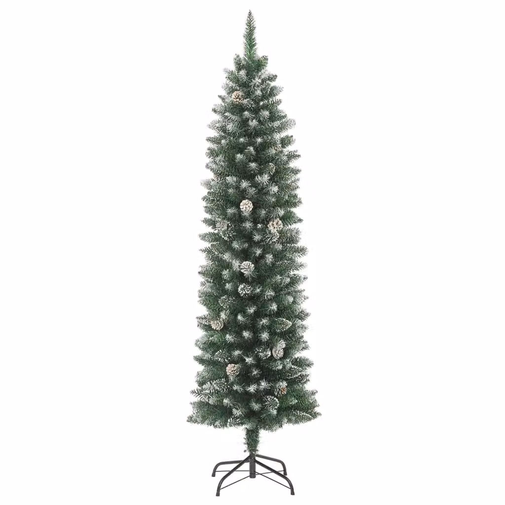 Berkfield Home Artificial Slim Christmas Tree in Green with Stand, Height: 210 cm – 2