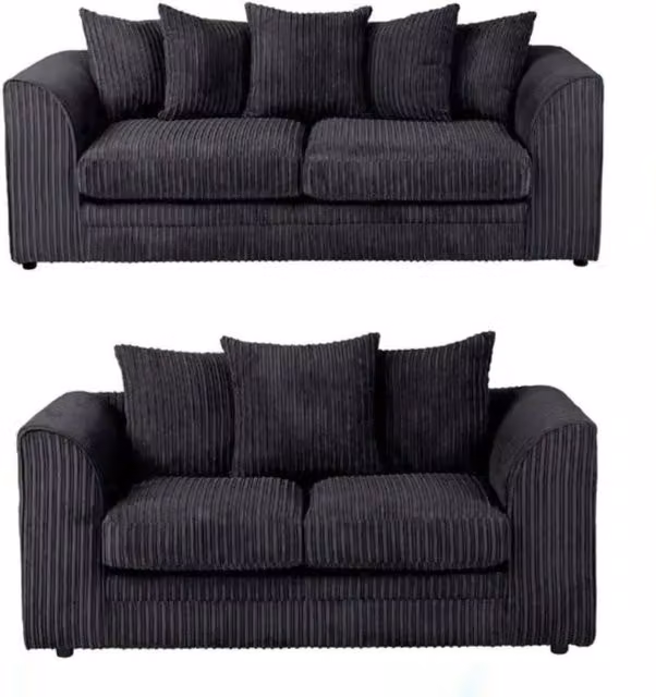 Snug Furniture Birmingham Ltd Camden Jumbo Cord 3+2 Sofa Set in Black