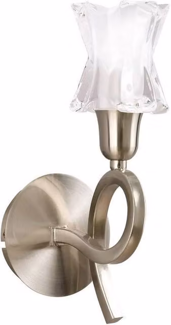 Netlighting Alaska Wall Lamp with Switch, Satin Nickel and Grey Glass, GU10 1 Light