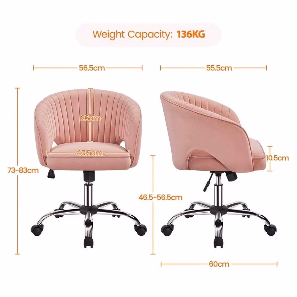 Kelvenix Modern Pink Velvet Task Chair for Home Office and Bedroom – 2