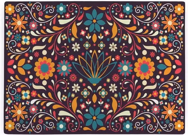 Purely Home Mexican Floral Rectangular Glass Worktop Protector in Multicolour and Purple with Non-Slip Feet, W: 39 cm, D: 28.5 cm – 2