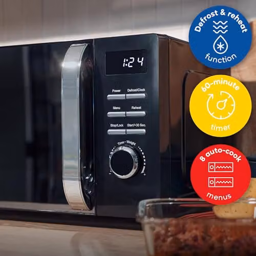Russell Hobbs 20L Digital Solo Microwave 800W in Black with Timer and Automatic Programs RHMD818B – 4