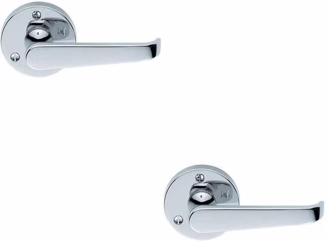 Loops 2x Pair Victorian Straight Shaped Lever Handles with 59mm Round Rose in Chrome