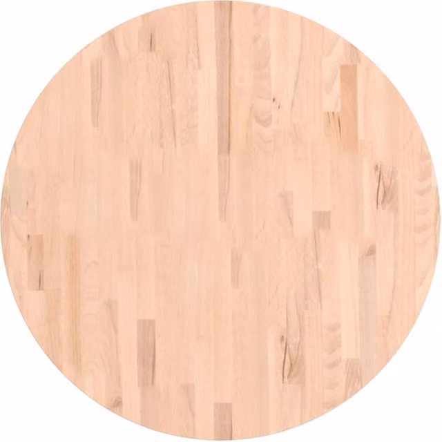 Berkfield Home Round Solid Wood Beech Table Top in Natural Sand, Diameter: 80 cm, Height: 4 cm