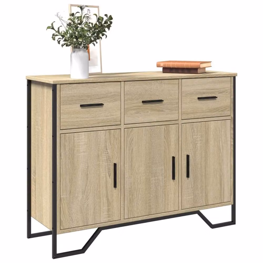 Berkfield Home Sideboard in Beige Sonoma Oak, W/D/H: 97 x 32.5 x 74.5 cm – 2