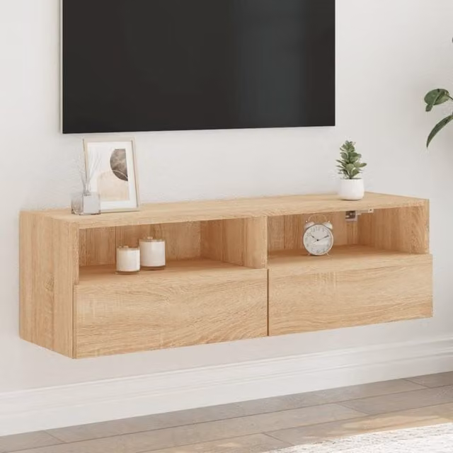 Berkfield Home Sonoma Oak TV Wall Cabinet in Brown, W/D/H: 100 x 30 x 30 cm – 1