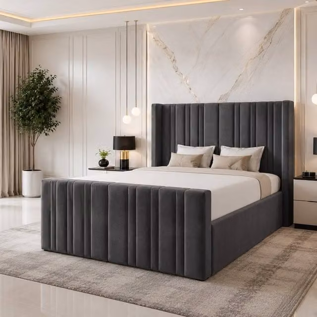 Soft Snooze Beds Panel Divan Ottoman Upholstered Storage Bed in Grey, W/D/H: 120 x 200 cm