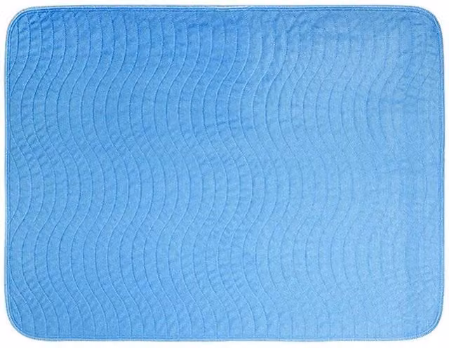 FLAVORA Washable Reusable Incontinence Bed Pad for Cot, Blue, Waterproof and Breathable with Non-Slip Backing