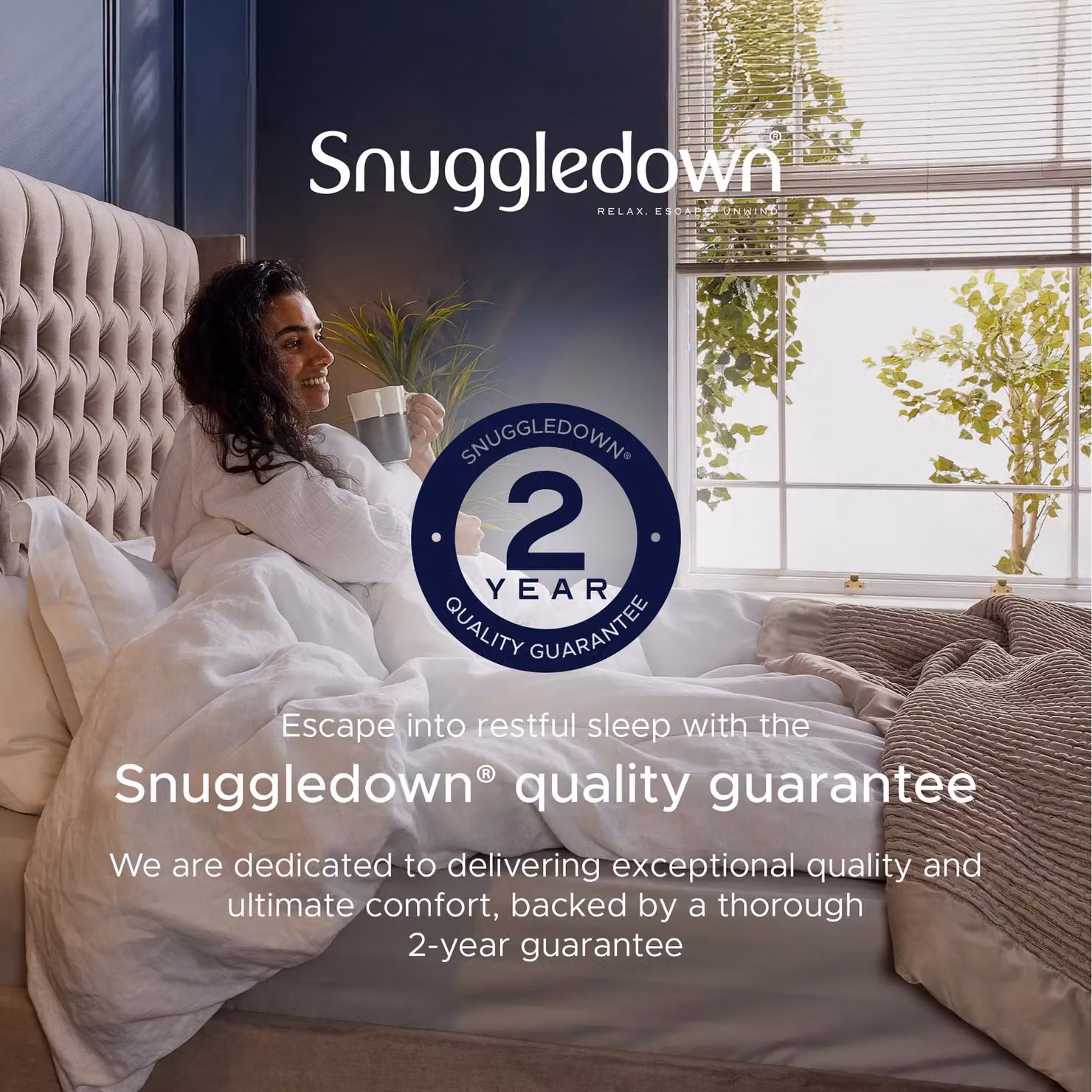 Snuggledown 2 Pack Hotel Medium Support Back Sleeper Pillows in White with Hollow Fibre Filling – 4