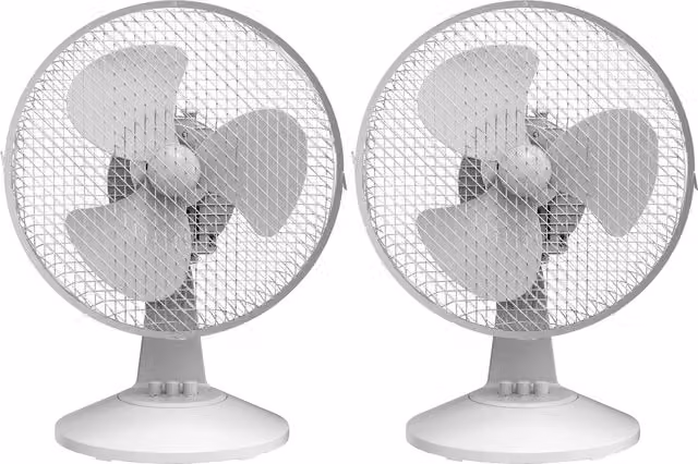 Igenix 9 Inch White Oscillating Table Fan, Pack of 2