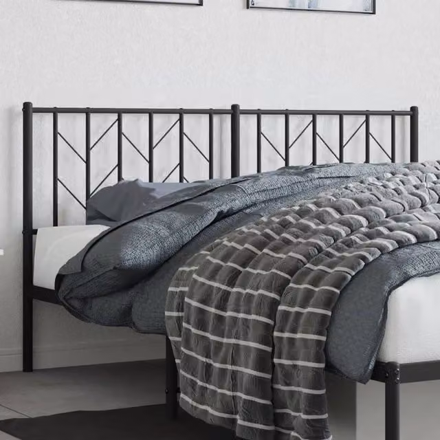 Berkfield Home Classic Metal Headboard in Black, Width: 160 cm – 1