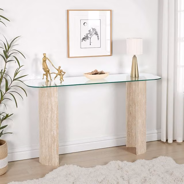 Seconique Modena Rectangular Console Table in Oak and Glass
