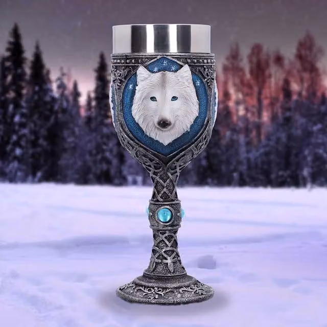 Nemesis Now Ghost Wolf Wine Glass, Multicolour, Height: 19.5 cm