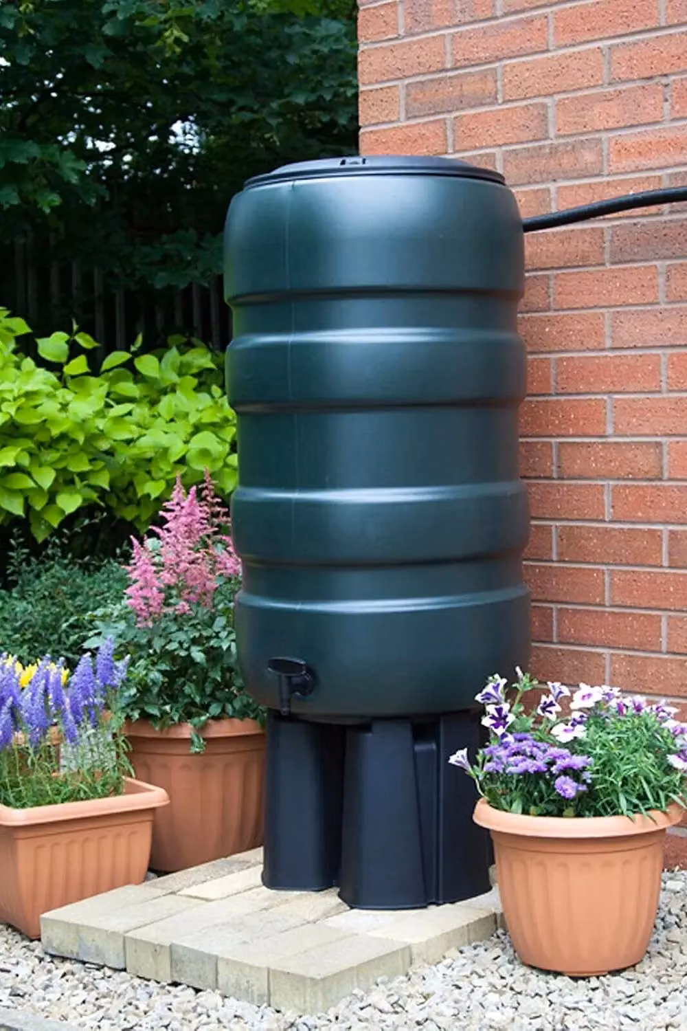 Whitefurze 150L Green Rain Barrel Kit with Stand and Downpipe Collector – 2
