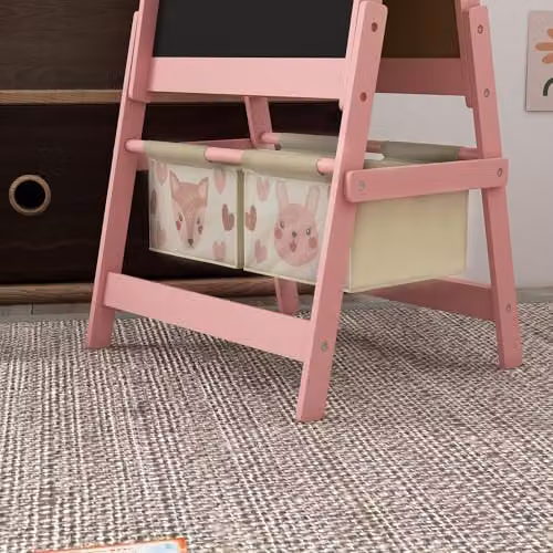 AIYAPLAY 3 in 1 Double-Sided Art Easel for Kids with Paper Roll, Pink – 5