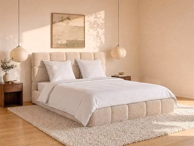 Vente-unique Blue Cotton Percale Duvet Cover and Bedding Set, W/H: 240 x 260 cm
