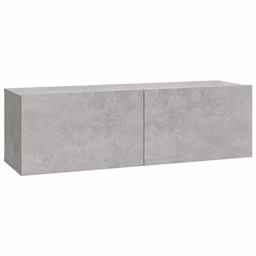 vidaXL Set of 2 Wall-Mounted TV Cabinets in Concrete Grey, Modern MDF Storage with Hinged Doors, W/D/H: 100 x 30 x 30 cm – 4