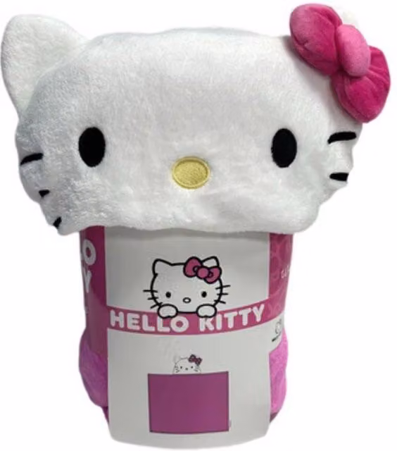 Hello Kitty Rose 3D Cosplay Hooded Fleece Throw Blanket in Pink, W: 120 cm, D: 150 cm – 1