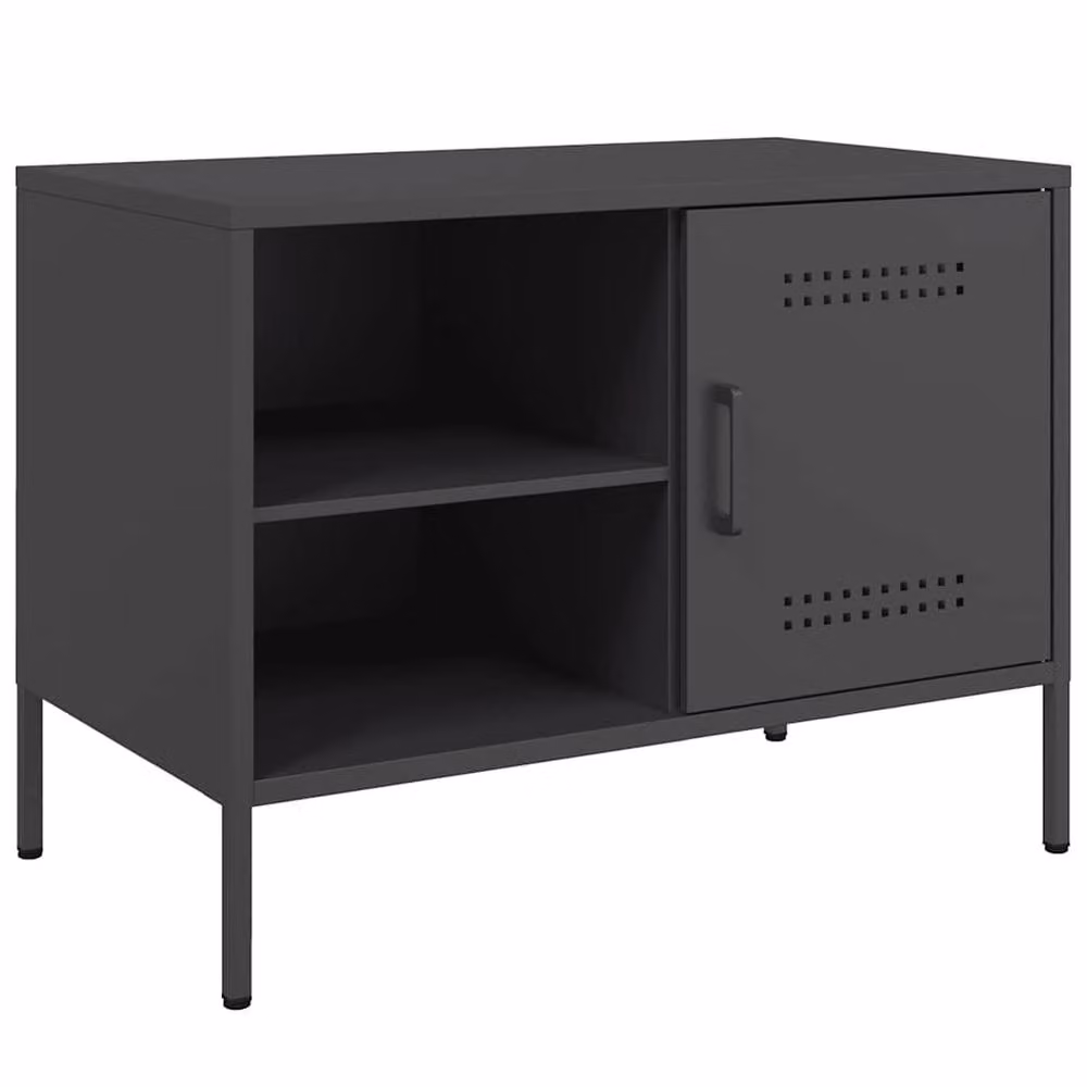 Berkfield Home TV Cabinet in Black Metal, W: 68 cm, D: 39 cm, H: 50.5 cm – 3