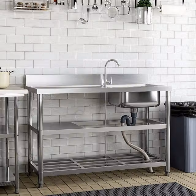 Garden Sanctuary Silver Stainless Steel Industrial Sink