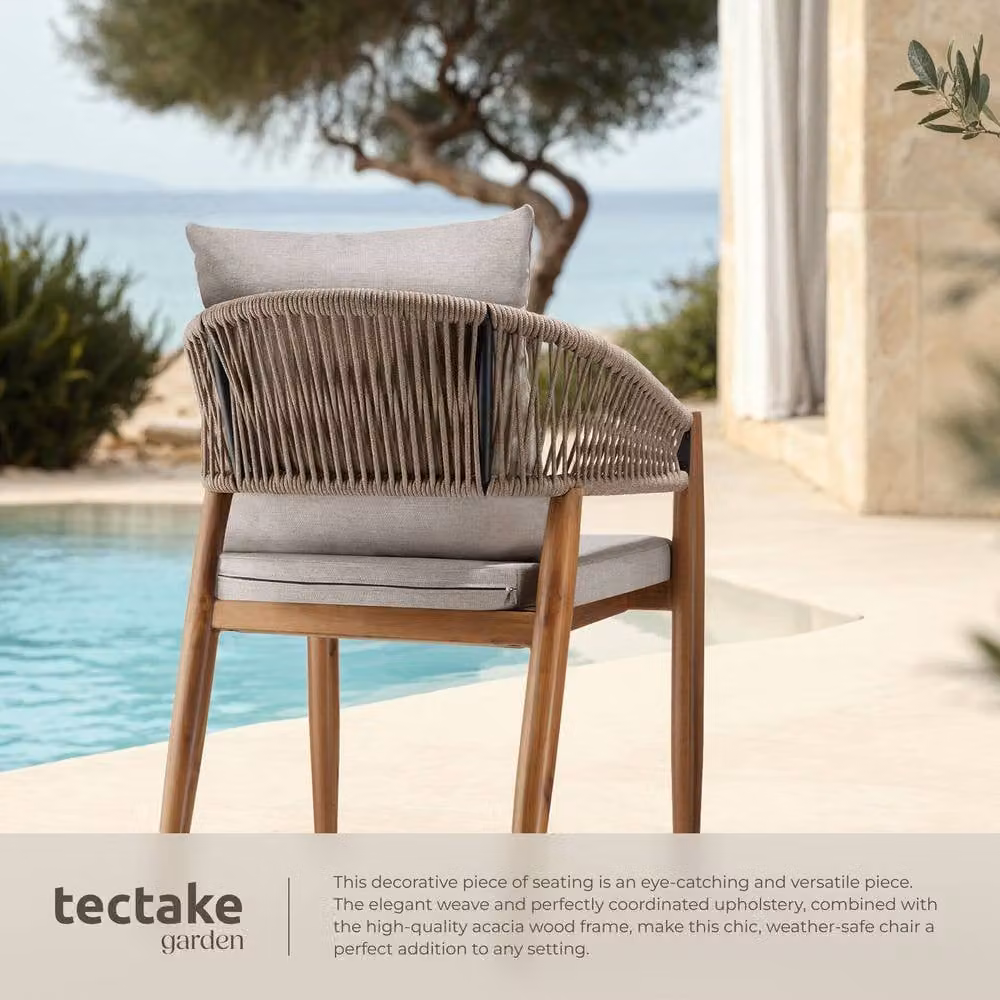 tectake Manacor 2 Seater Garden Chair in Sand with Acacia Wood and Cushions – 4