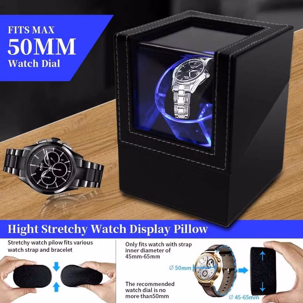Kelvenix Automatic Rotation Single Watch Winder Box in Black – 3