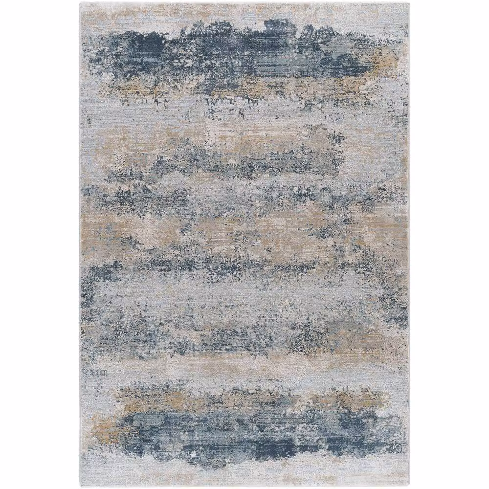 Livabliss Brunswick Modern Abstract Marble Living Room Rug in Blue, Beige and Grey with Fringes, W/L: 150 x 230 cm – 2