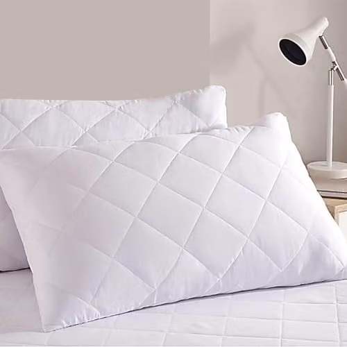 Gr8 Home White Anti Allergy Quilted Pillow Protectors, Pack of 2, W/H: 48 x 48 cm