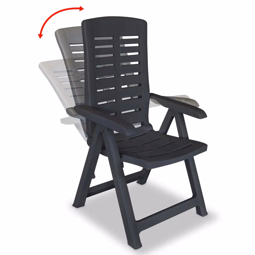Berkfield Home Set of 6 Reclining Plastic Garden Chairs in Anthracite and Black – 2