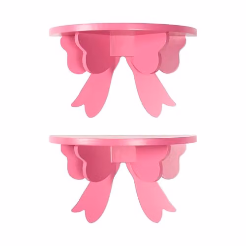 OHS Bow Floating Shelves, 2 Pack Wall Mounted Decorative Storage Organiser in Pink