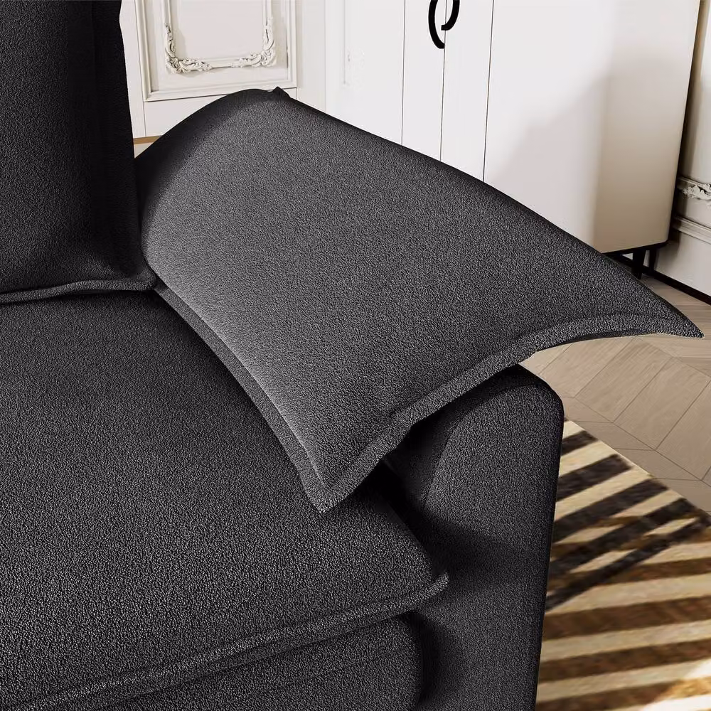 Dprodo Black Chenille Sofa Sleeper with Deep Seat and Solid Wood Frame – 4