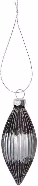 VFM e-Store Silver Oval Glass Christmas Hanging Bauble Decoration H 15 cm x W 7 cm – 1