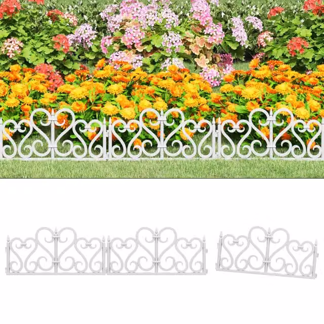 Berkfield Home White Plastic Lawn Edging, 17 Pieces, 10 m – 1