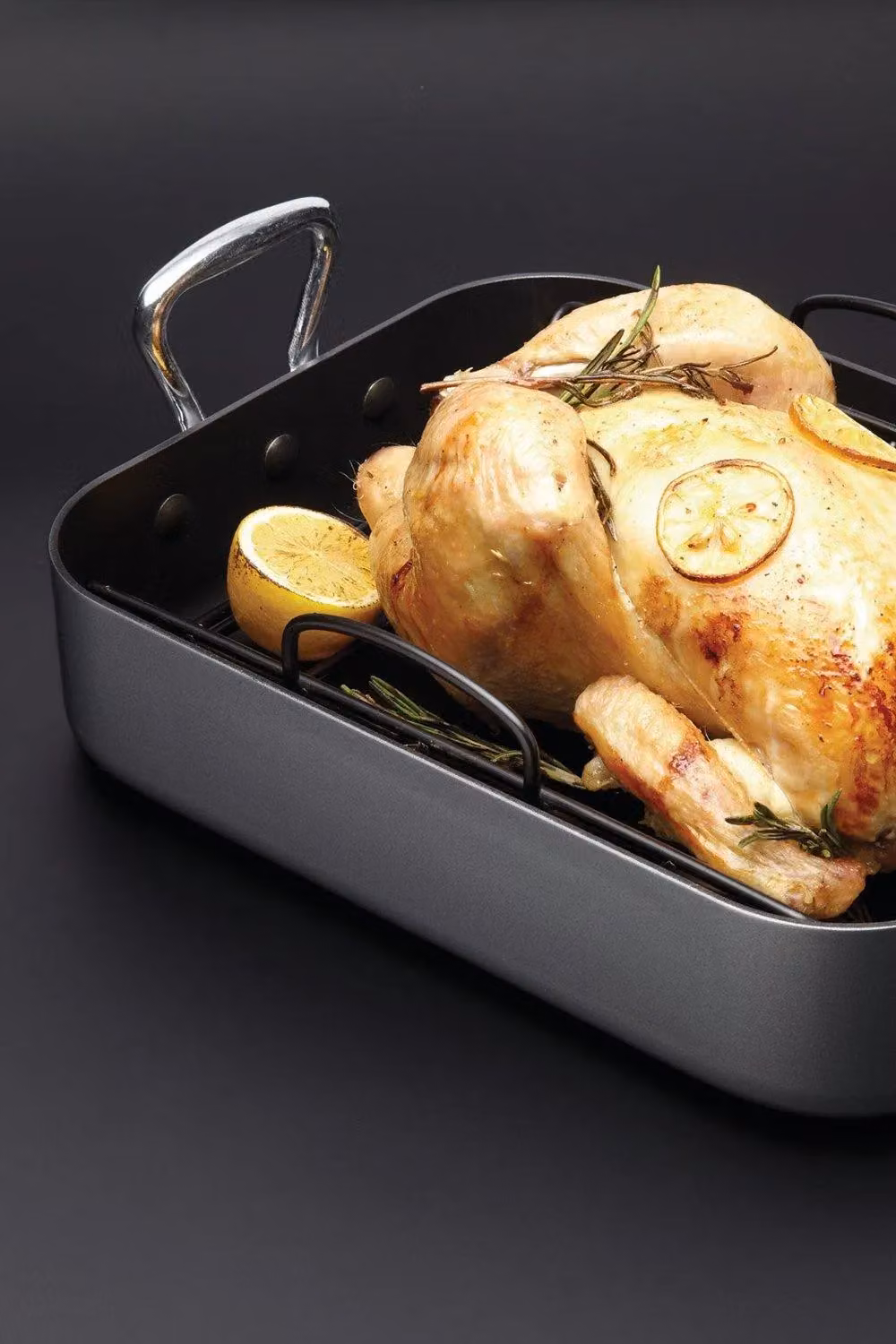 MasterClass Non-Stick Rectangular Roasting Pan with Handles in Grey – 2