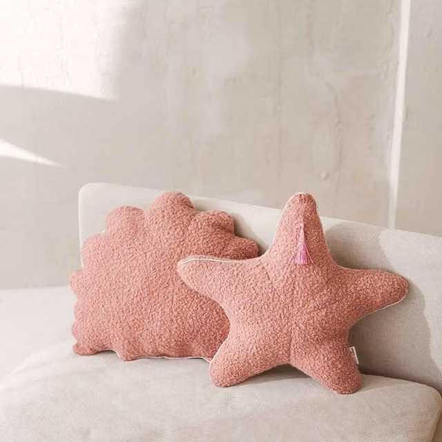 MiniCamp Boucle Seashell and Starfish Cushions in Pink