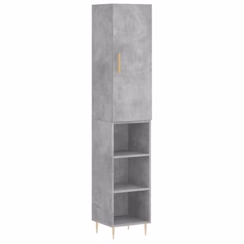 vidaXL Modern Grey Highboard with Hinged Doors and Internal Shelves, W/D/H: 34.5 x 34.0 x 180.0 cm