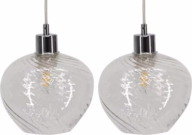 First Choice Lighting Bradson Set of 2 Transparent Clear Swirl Glass Easy Fit Pendant Shades – 1