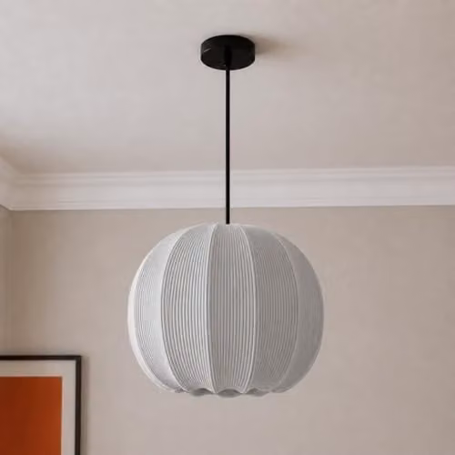 CGC Lighting Grey Rounded Ribbed Stretch Cotton Fabric Lampshade
