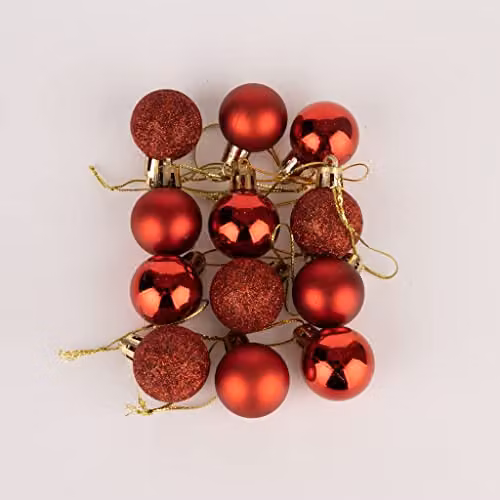 Shatchi 24-Piece Shatterproof Christmas Bauble Set in Red and Gold – 4