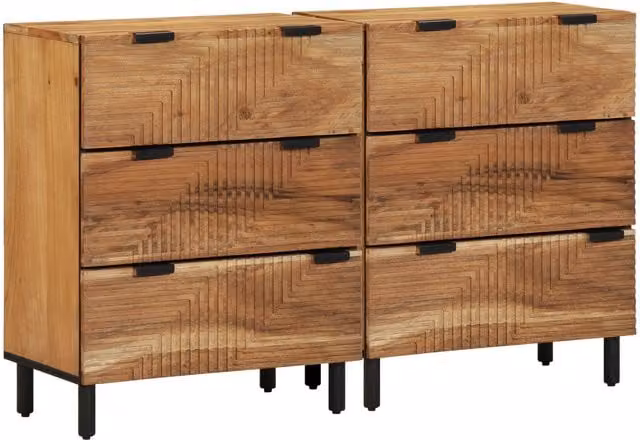 Berkfield Home Set of 2 Brown Acacia Solid Wood Sideboards, W/D/H: 60 x 33 x 75 cm – 1
